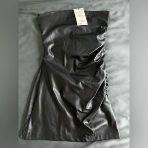 Zara black fake leather dress - new with tag